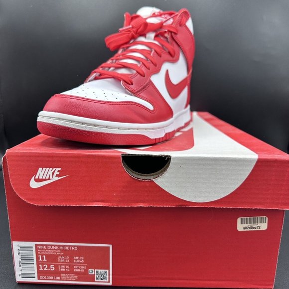 Size 11 - Nike Dunk High University Red White Men\'s Sneakers DD1399-106 Retro main image 6